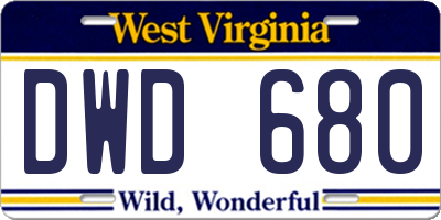 WV license plate DWD680