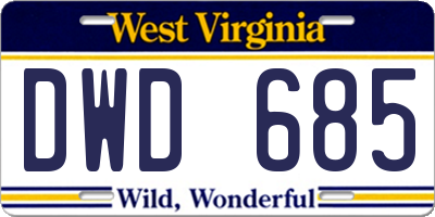WV license plate DWD685