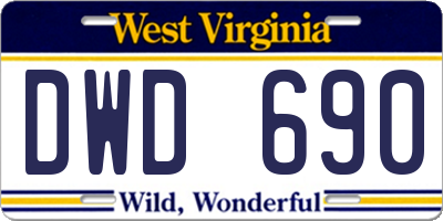 WV license plate DWD690