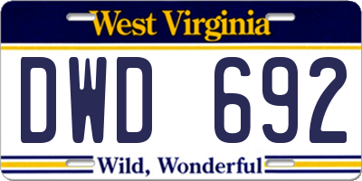 WV license plate DWD692