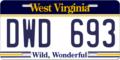 WV license plate DWD693