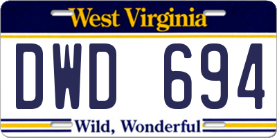 WV license plate DWD694