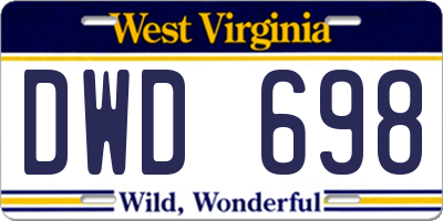 WV license plate DWD698