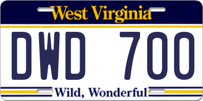 WV license plate DWD700