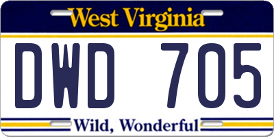 WV license plate DWD705