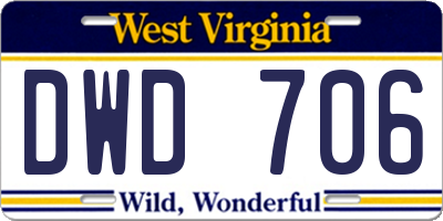 WV license plate DWD706