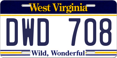 WV license plate DWD708