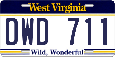 WV license plate DWD711