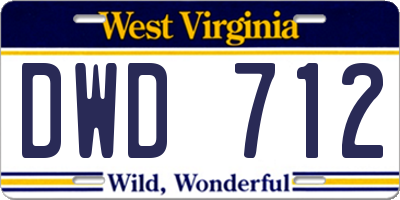 WV license plate DWD712