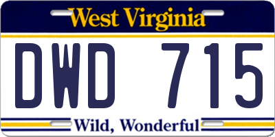 WV license plate DWD715