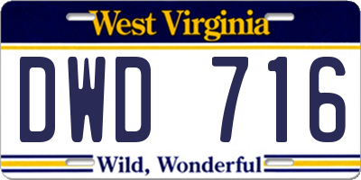 WV license plate DWD716
