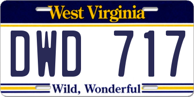 WV license plate DWD717