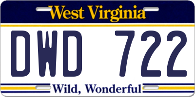 WV license plate DWD722