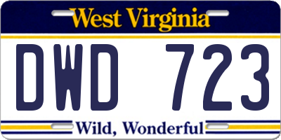 WV license plate DWD723