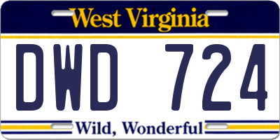 WV license plate DWD724