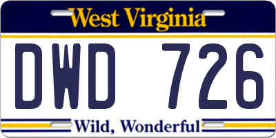 WV license plate DWD726