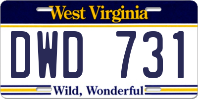WV license plate DWD731