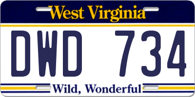 WV license plate DWD734