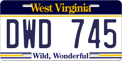 WV license plate DWD745