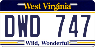 WV license plate DWD747