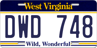 WV license plate DWD748