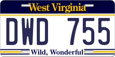 WV license plate DWD755