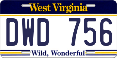 WV license plate DWD756