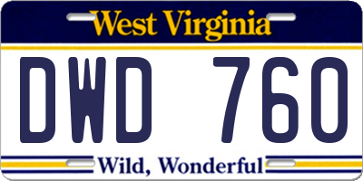 WV license plate DWD760