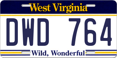 WV license plate DWD764