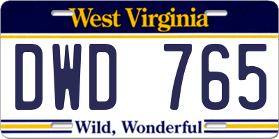 WV license plate DWD765
