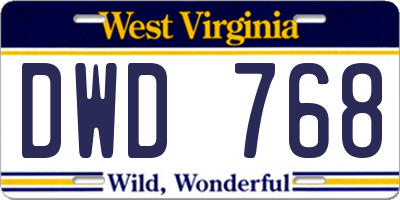 WV license plate DWD768