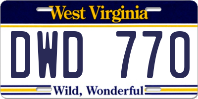 WV license plate DWD770