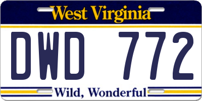 WV license plate DWD772