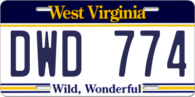 WV license plate DWD774