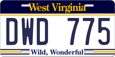 WV license plate DWD775