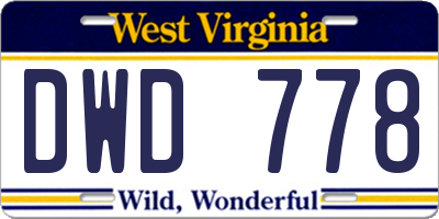 WV license plate DWD778