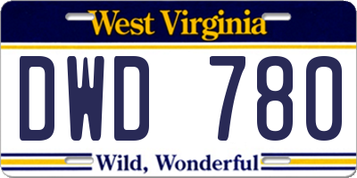 WV license plate DWD780