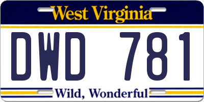 WV license plate DWD781