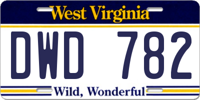 WV license plate DWD782