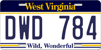 WV license plate DWD784