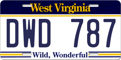 WV license plate DWD787