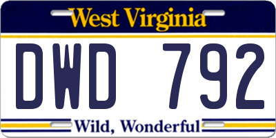 WV license plate DWD792