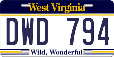 WV license plate DWD794