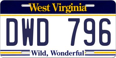 WV license plate DWD796