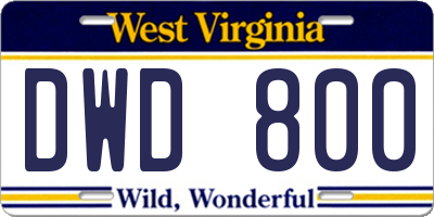 WV license plate DWD800