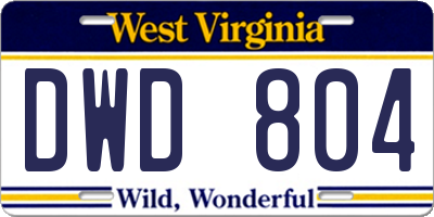 WV license plate DWD804