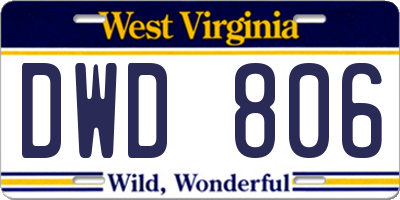 WV license plate DWD806