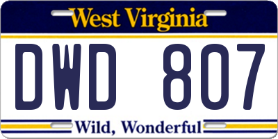 WV license plate DWD807