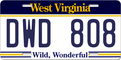 WV license plate DWD808