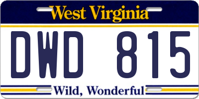 WV license plate DWD815